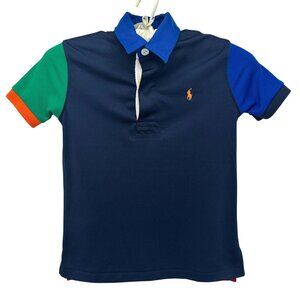 Polo Ralph Lauren Boys 6 Polo Shirt Color Block Multicolor Logo Short Sleeve 67